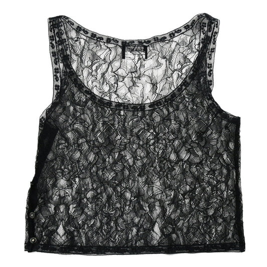 Luxury Chanel Sleeveless Lace Tops Black 00T #36