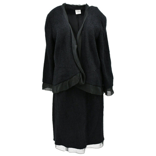 Luxury Chanel Setup Suit Jacket Skirt Black 00T #46 #44