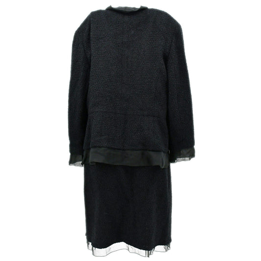 Luxury Chanel Setup Suit Jacket Skirt Black 00T #46 #44