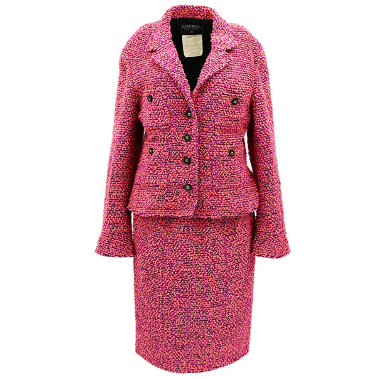 Luxury Chanel Setup Suit Jacket Skirt Pink 94A #44