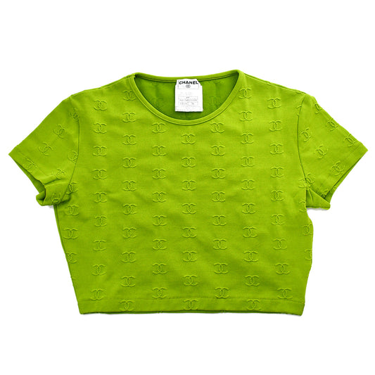 Luxury Chanel Cropped T-shirt Green 97P #38