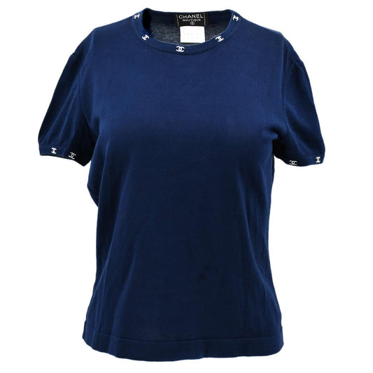 Luxury Chanel T-shirt Tops Navy 96C #42