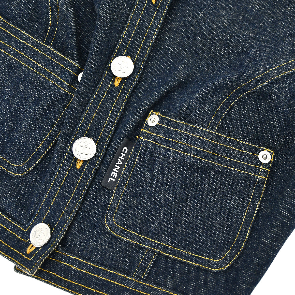 Luxury Chanel Sleeveless Vest Denim Jacket Indigo