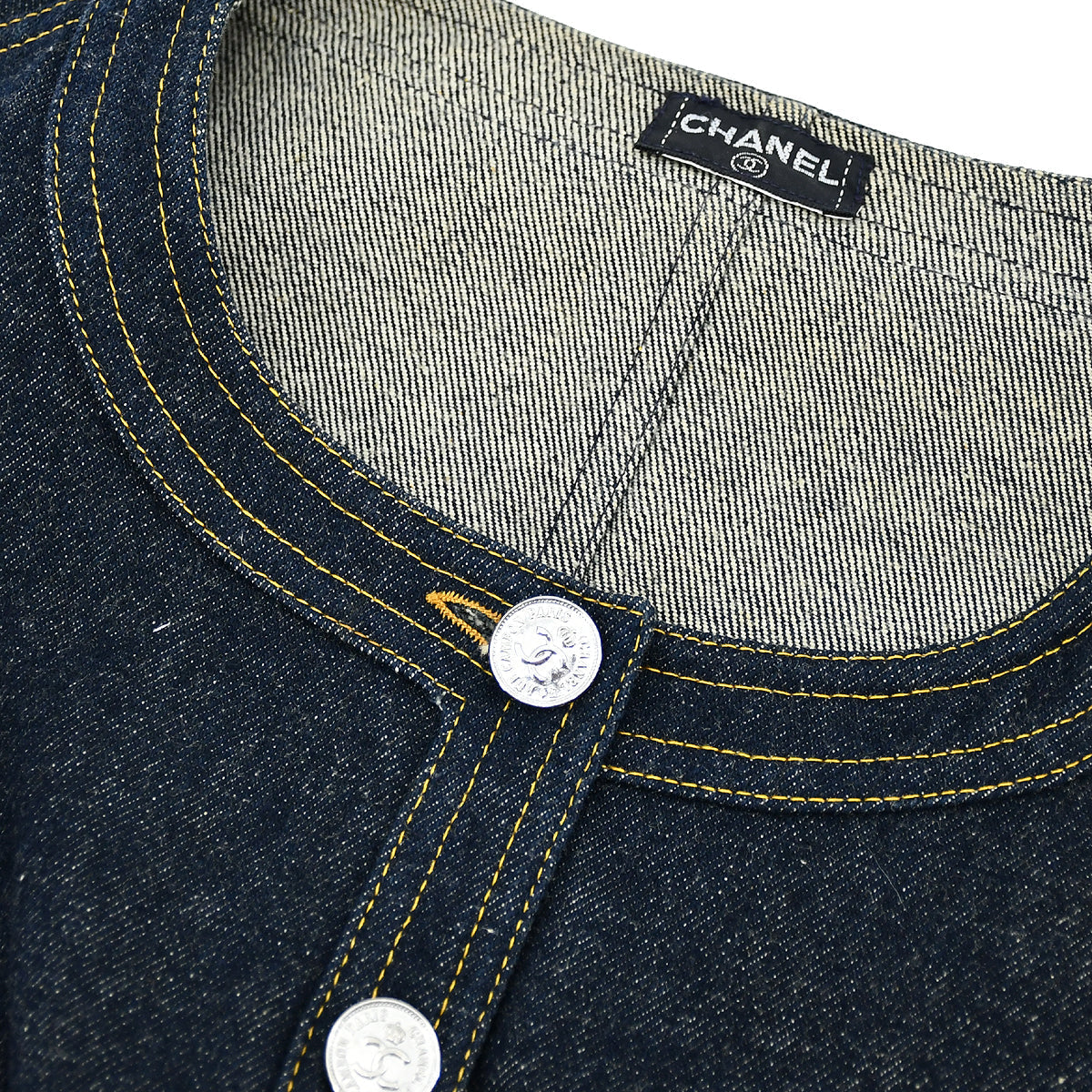 Luxury Chanel Sleeveless Vest Denim Jacket Indigo