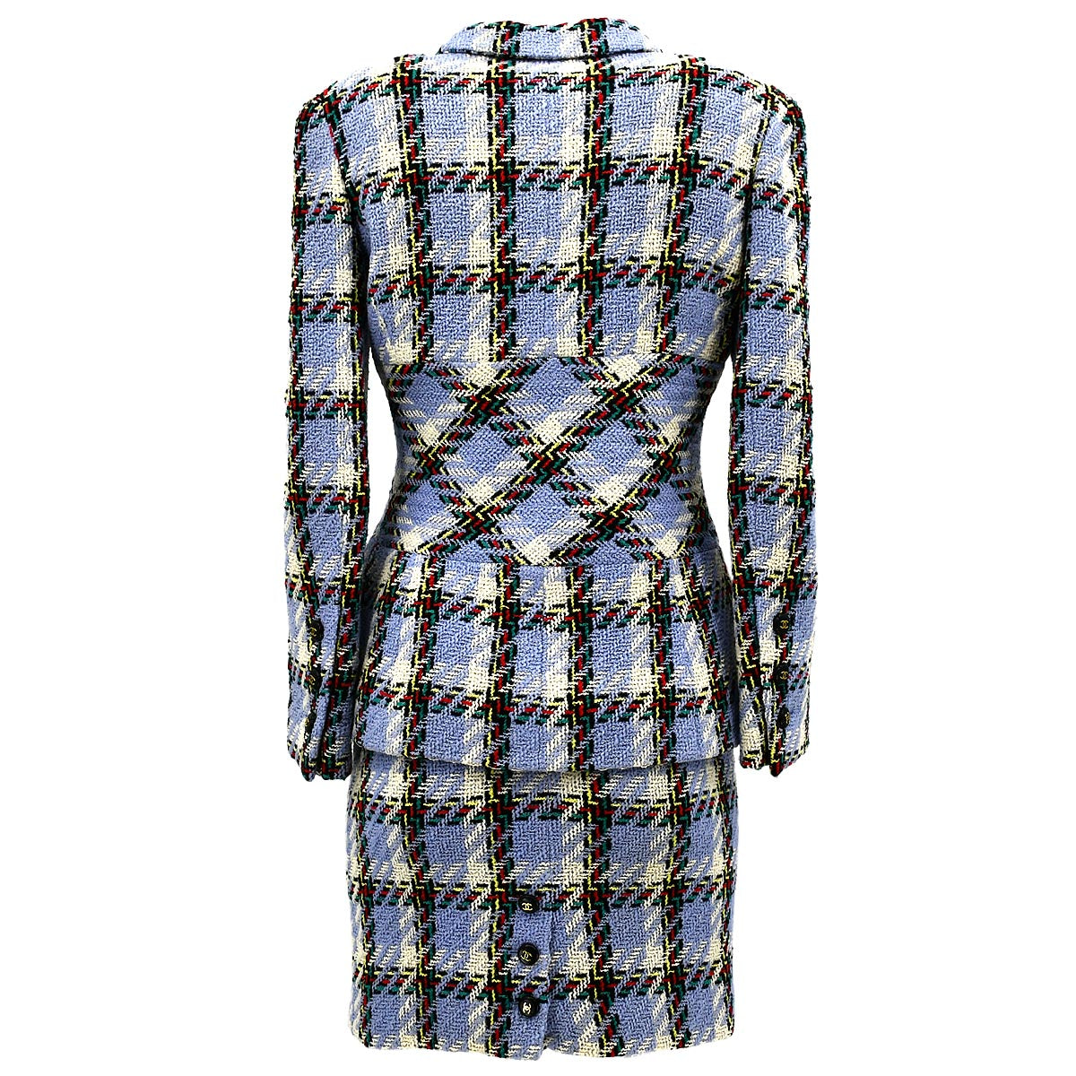 Luxury Chanel Setup Suit Jacket Skirt Light Blue 95P #40