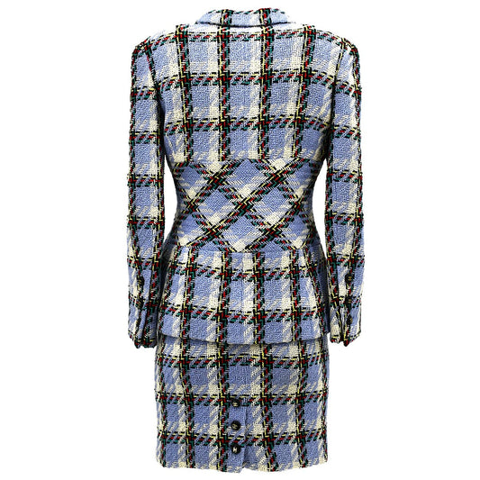 Luxury Chanel Setup Suit Jacket Skirt Light Blue 95P #40