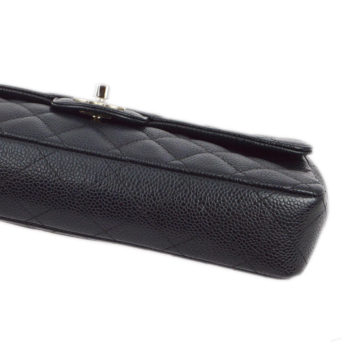Luxury Chanel 2006-2008 Black Caviar East West Shoulder Bag