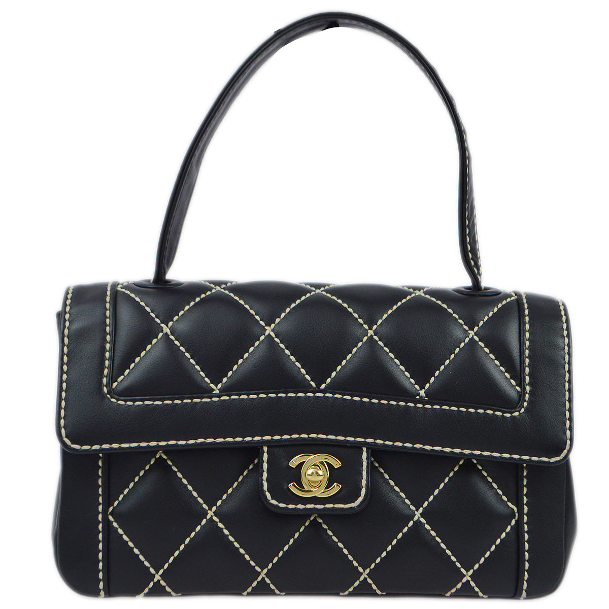 Luxury Chanel 2004-2005 Black Calfskin Wild Stitch Handbag