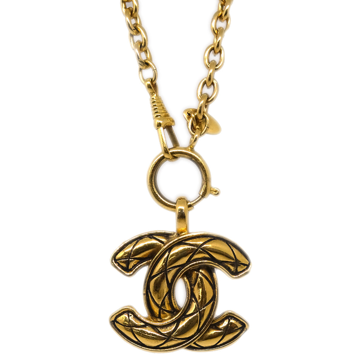 Luxury Chanel Gold CC Pendant Necklace 9982