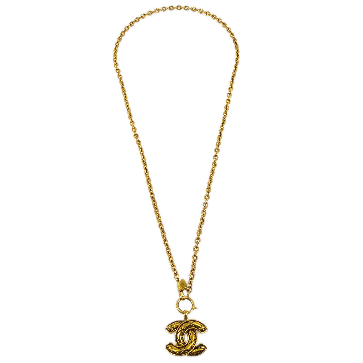 Luxury Chanel Gold CC Pendant Necklace 9982
