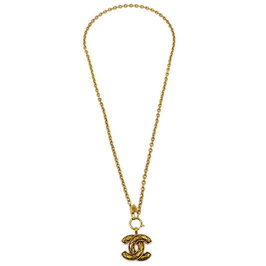 Luxury Chanel Gold CC Pendant Necklace 9982
