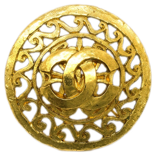 Luxury Chanel Medallion Brooch Pin Gold 95A