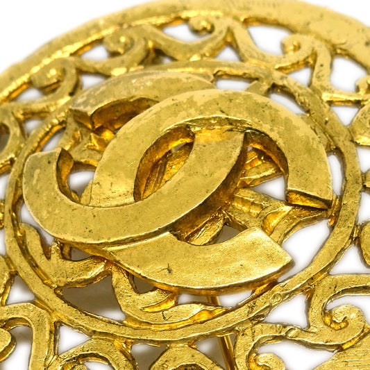 Luxury Chanel Medallion Brooch Pin Gold 95A