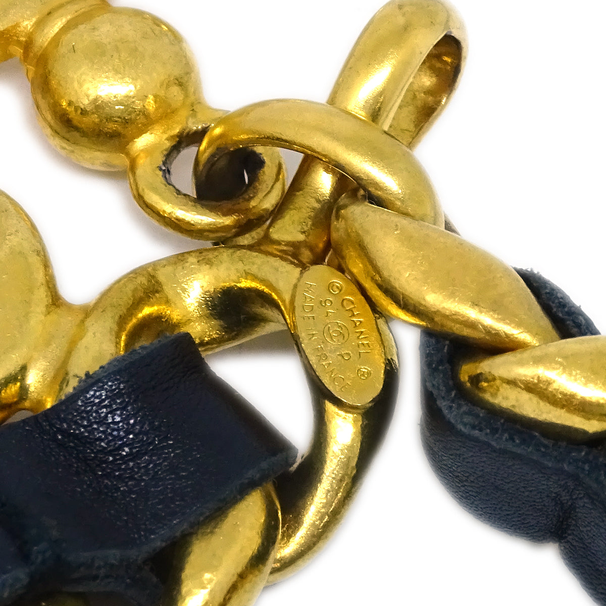 Luxury Chanel Chain Belt Gold Black 94P Small New