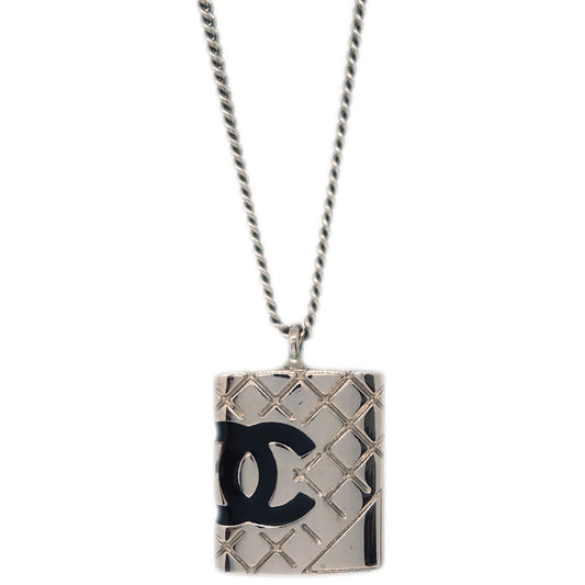 Luxury Chanel Cambon Ligne Chain Necklace Pendant Silver 05C