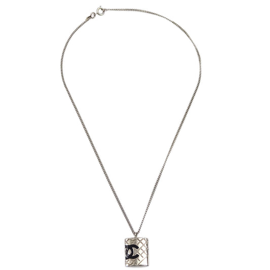 Luxury Chanel Cambon Ligne Chain Necklace Pendant Silver 05C