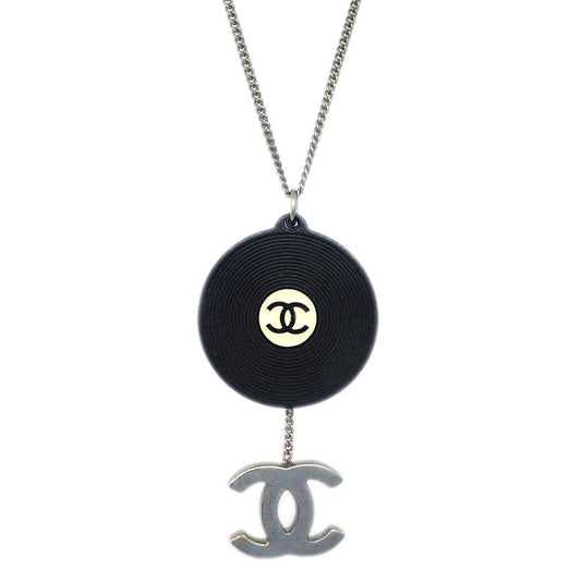 Luxury Chanel Record Silver Chain Pendant Necklace 04P