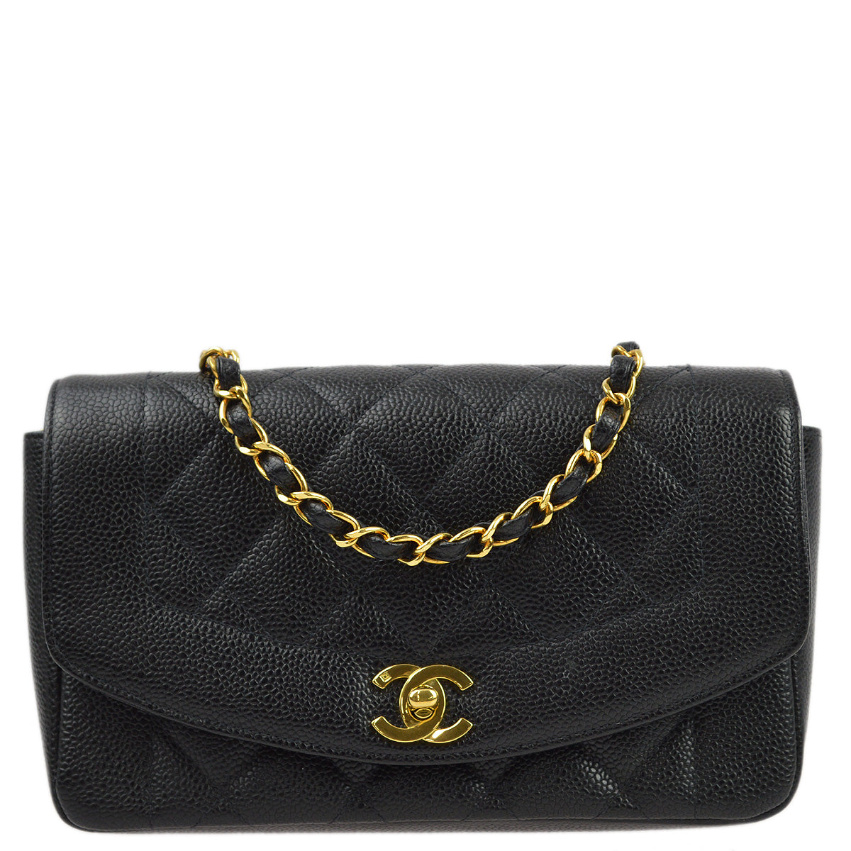 Luxury Chanel 1994-1996 Black Caviar Small Diana Shoulder Bag