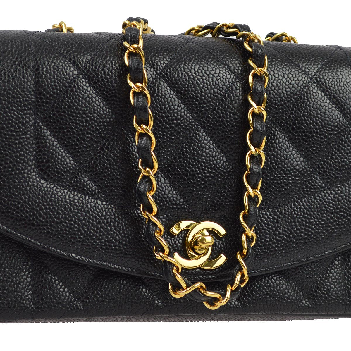 Luxury Chanel 1994-1996 Black Caviar Small Diana Shoulder Bag