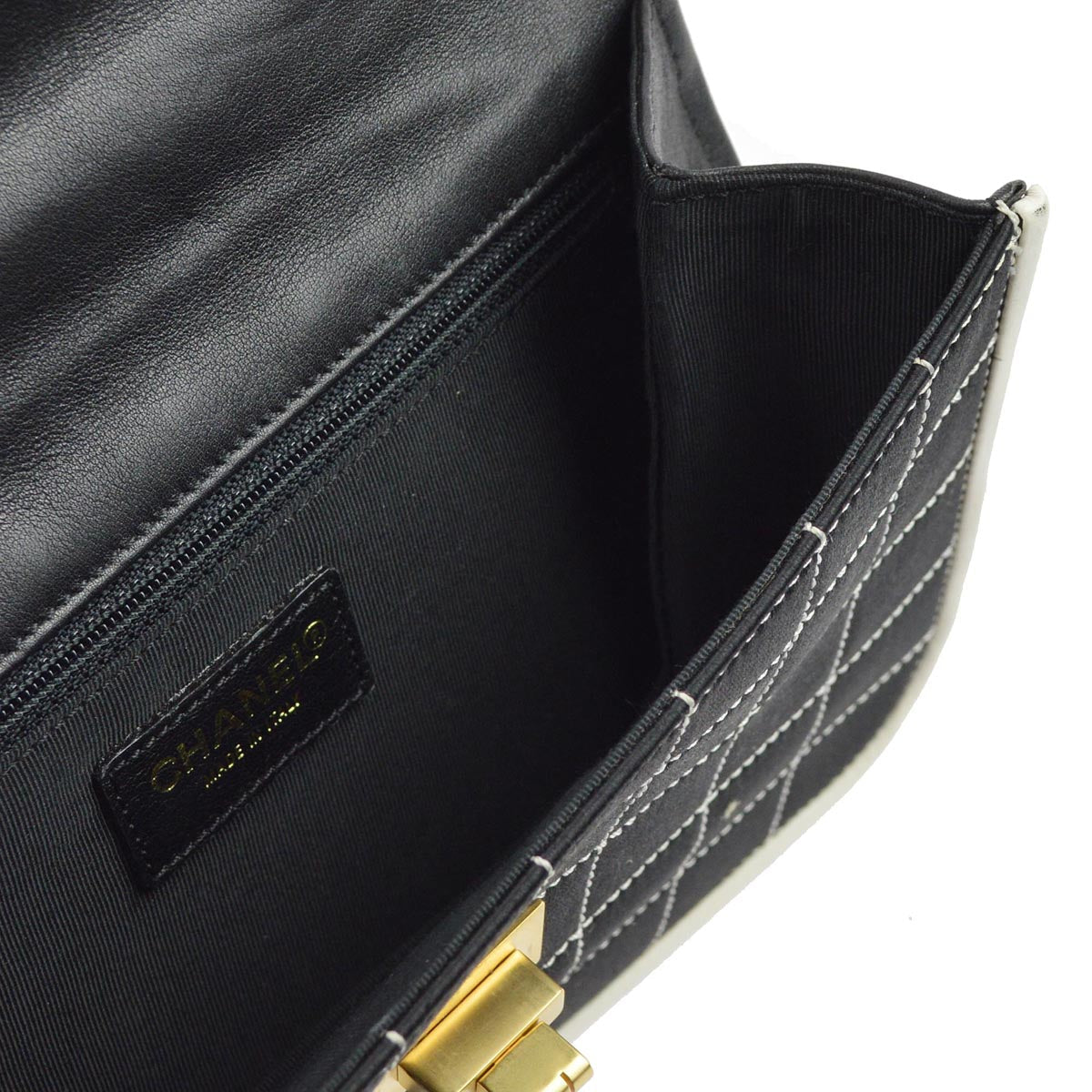 Luxury Chanel 2000-2001 Black Satin Mademoiselle Lock Chain Handbag