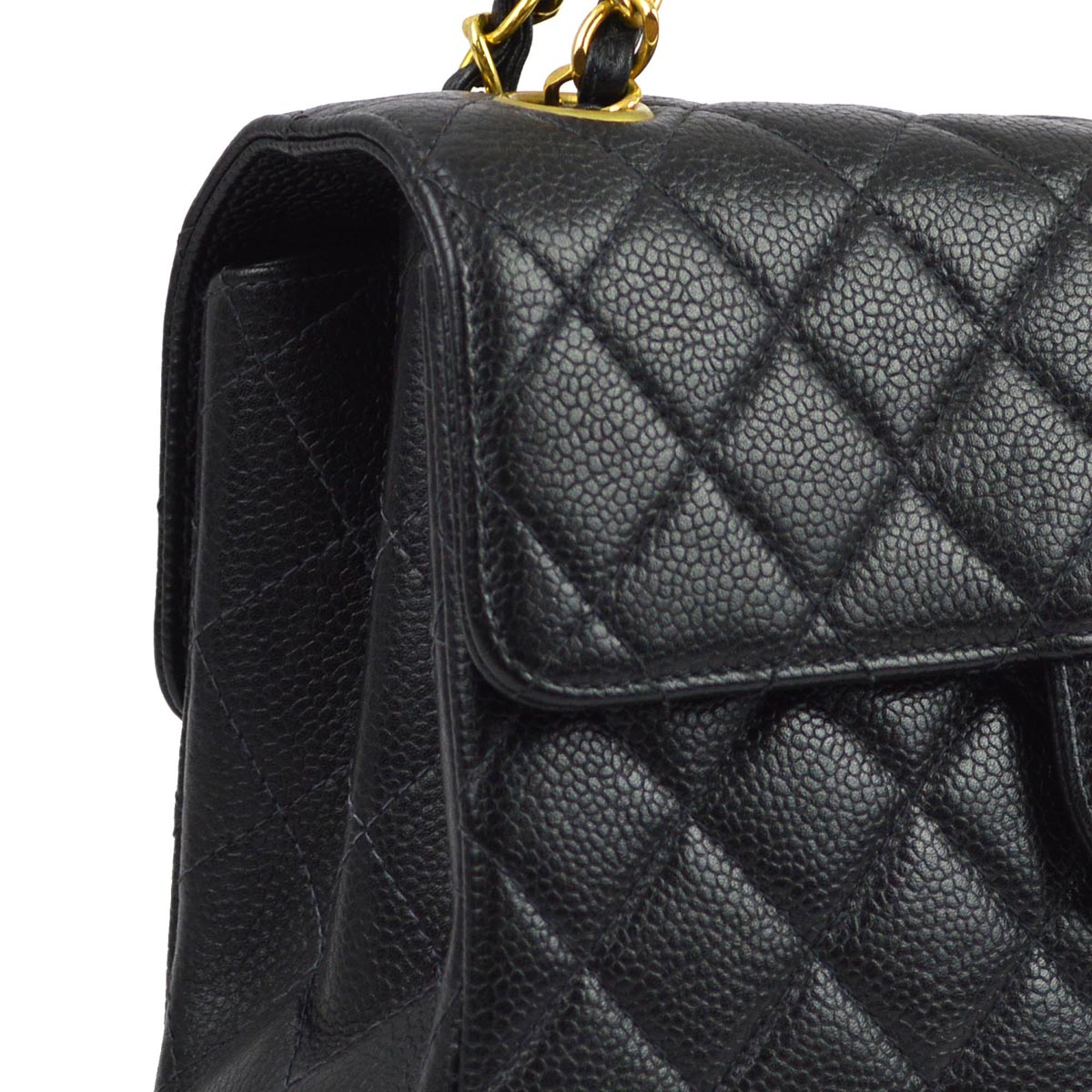 Luxury Chanel 1996-1997 Black Caviar Double Sided Classic Flap Shoulder Bag