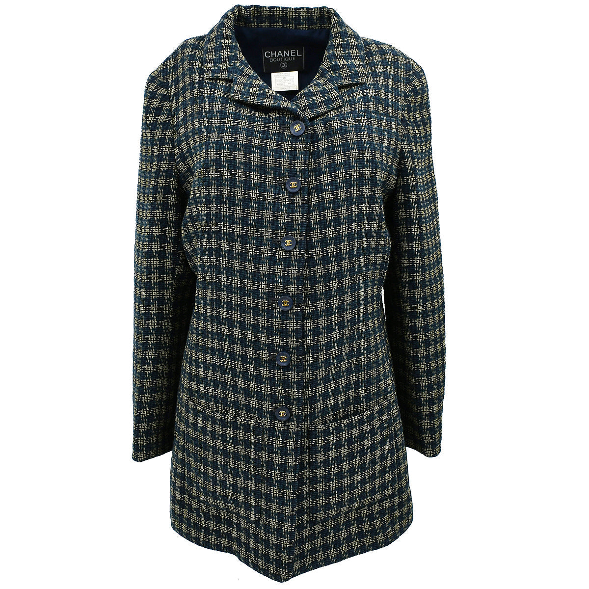 Luxury Chanel Single Breasted Jacket Navy 95A #44