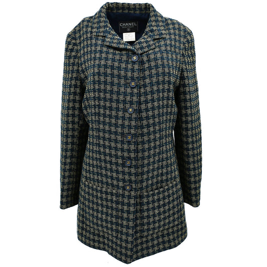 Luxury Chanel Single Breasted Jacket Navy 95A #44