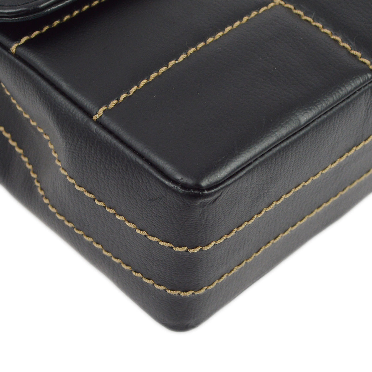 Luxury Chanel 2001-2003 Black Calfskin Wild Stitch Choco Bar Single Flap Shoulder Bag