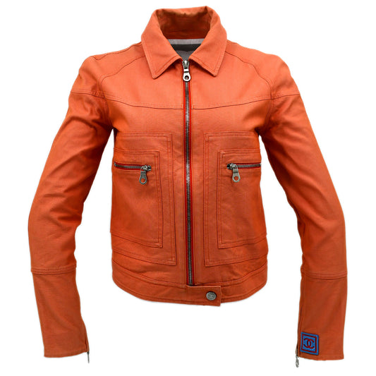 Luxury Chanel Sport Line Zip Up Jacket Orange 02S #38