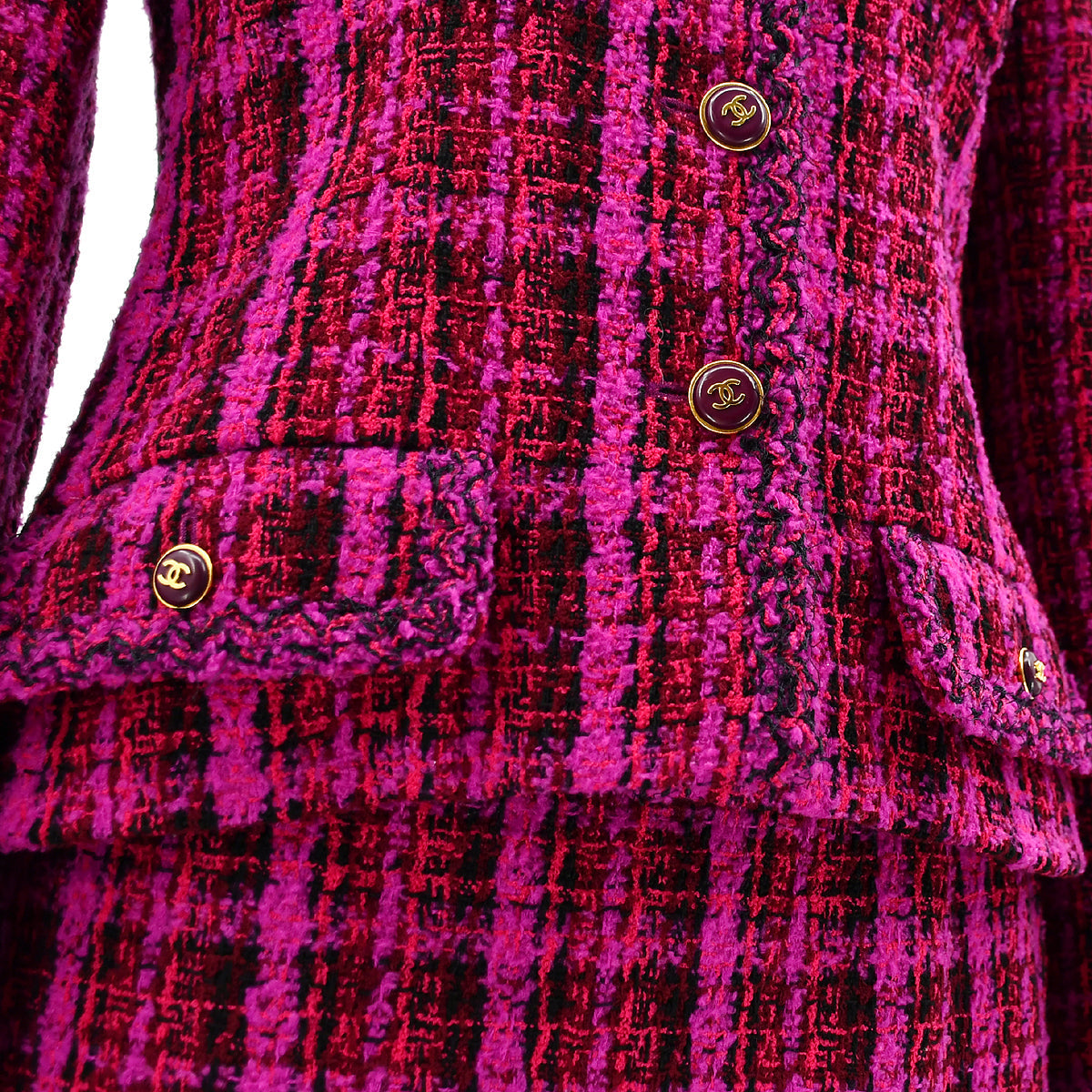 Luxury Chanel Setup Suit Jacket Skirt Pink 95A #38