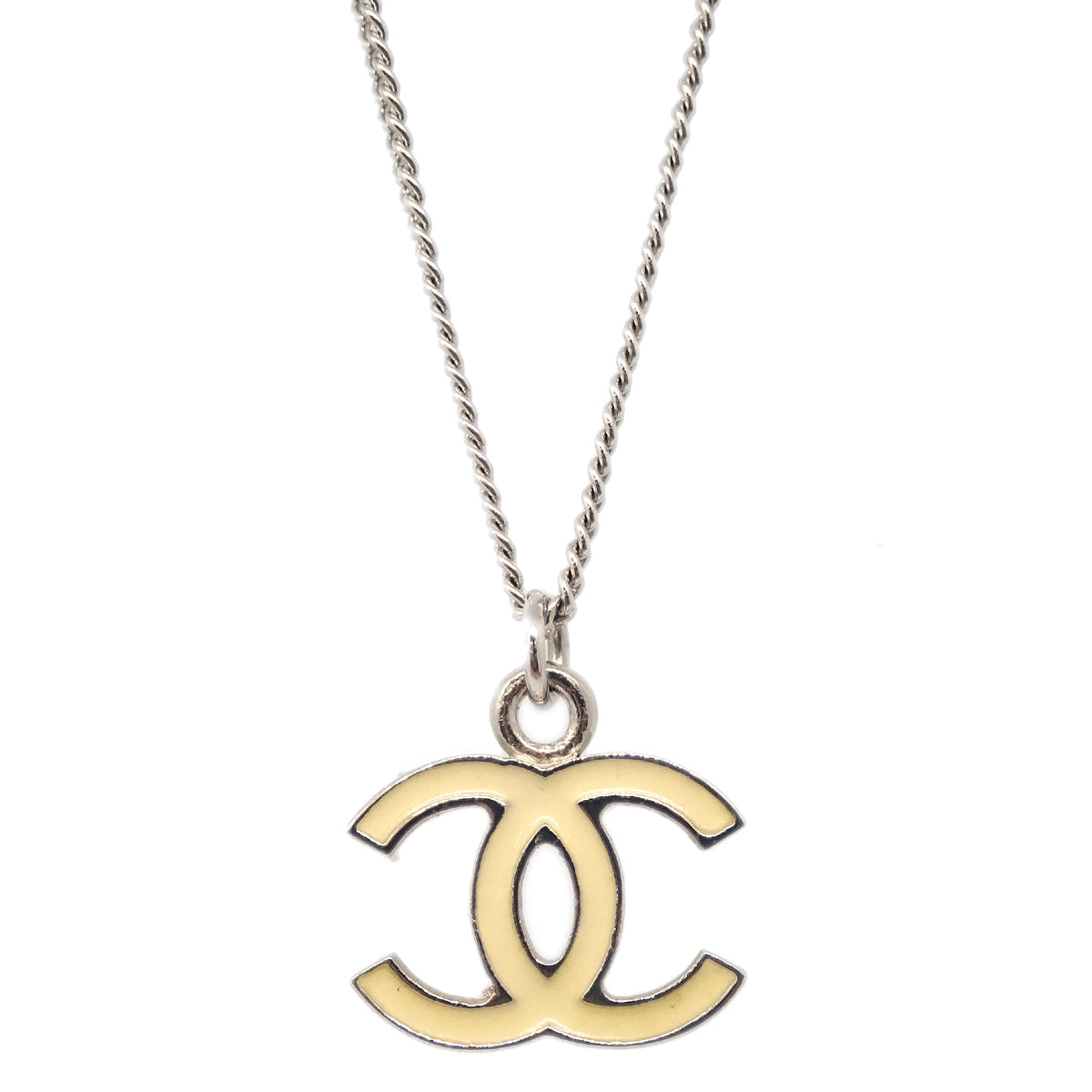 Luxury Chanel Chain Necklace Silver White 07V