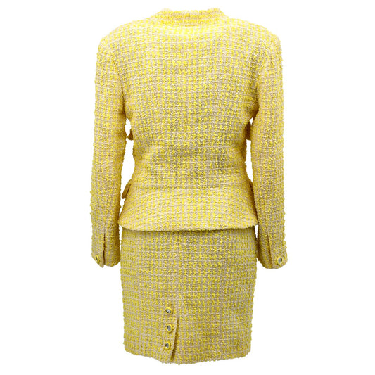 Luxury Chanel Setup Suit Jacket Skirt Yellow 95P #38