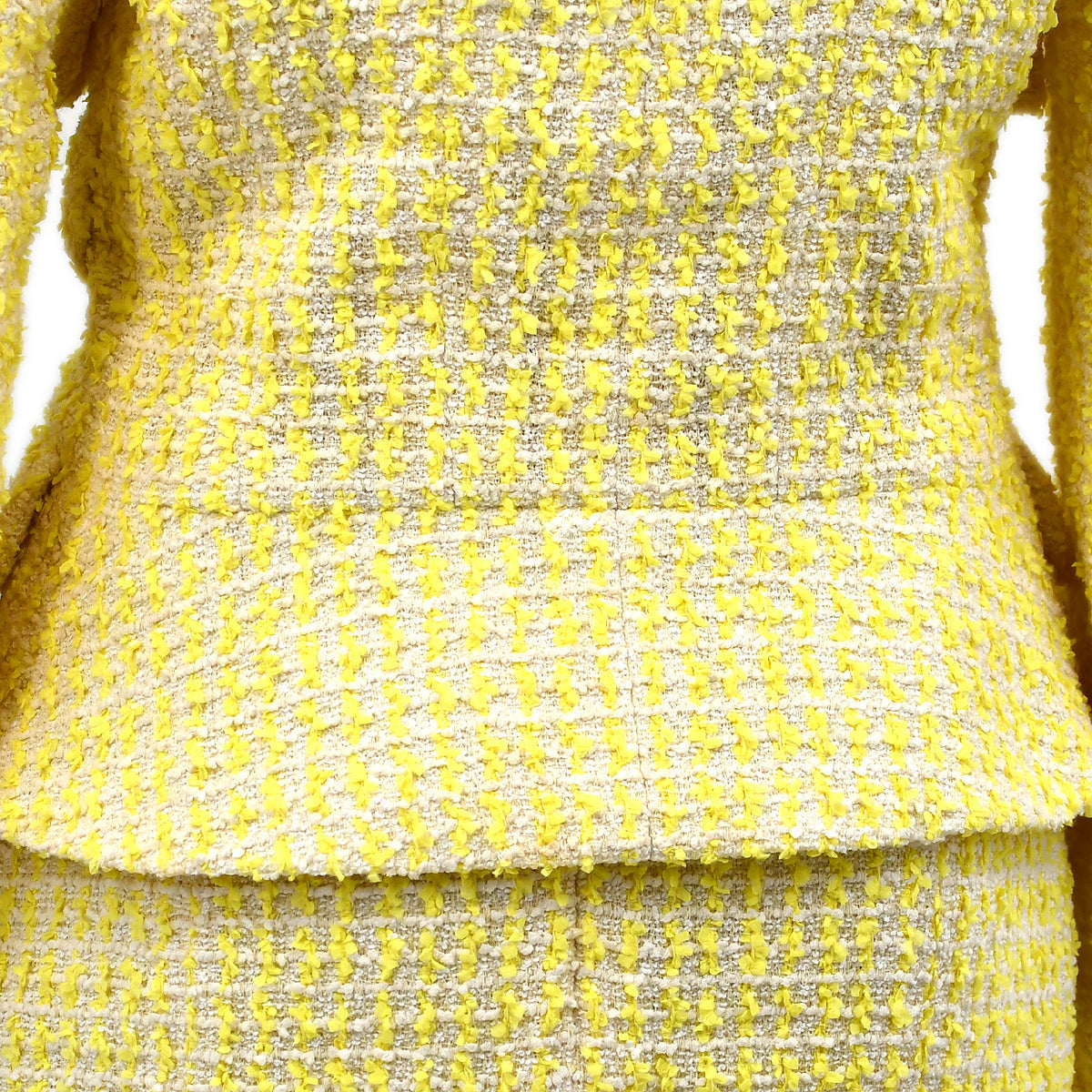 Luxury Chanel Setup Suit Jacket Skirt Yellow 95P #38