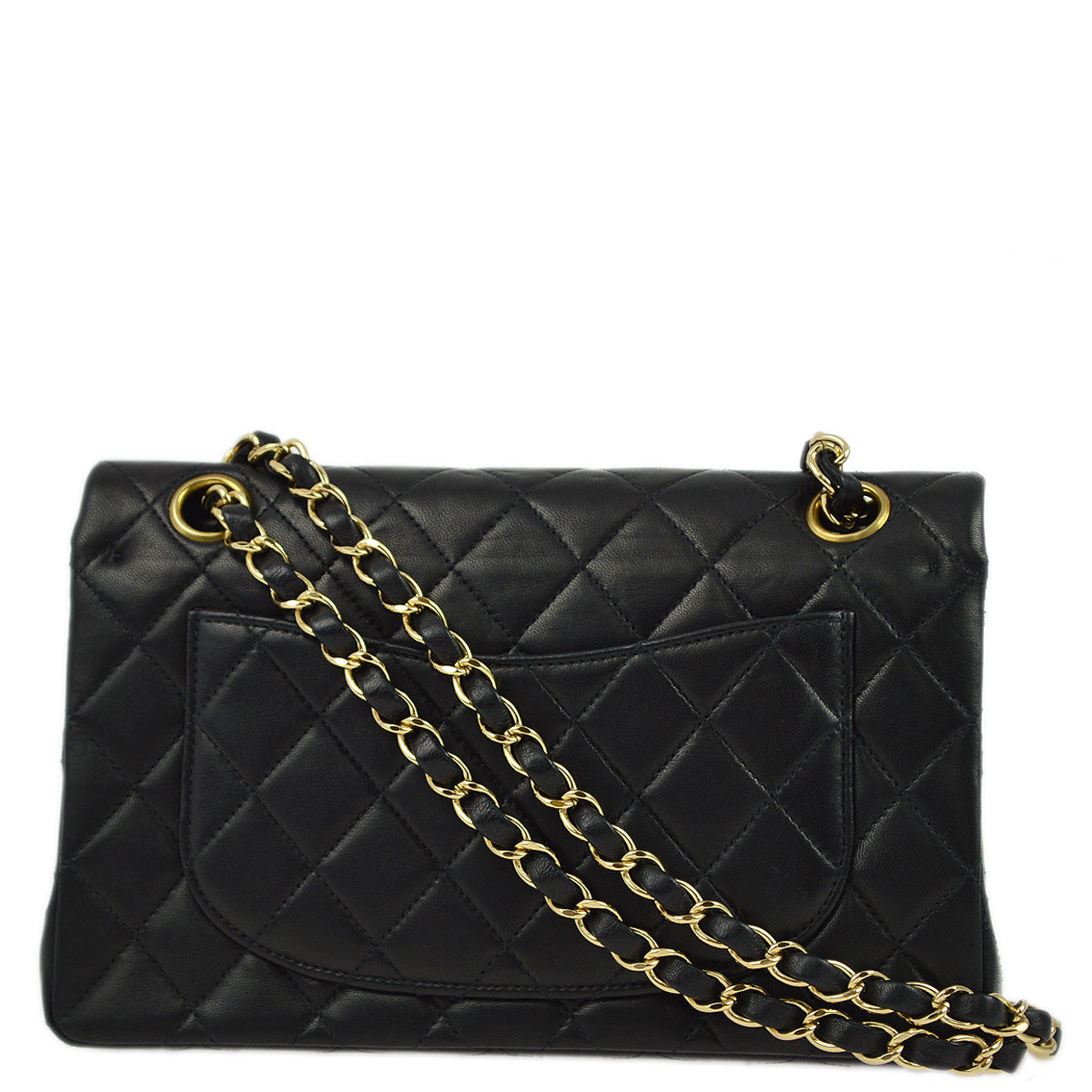 Luxury Chanel 2001-2003 Black Lambskin Small Classic Double Flap Shoulder Bag
