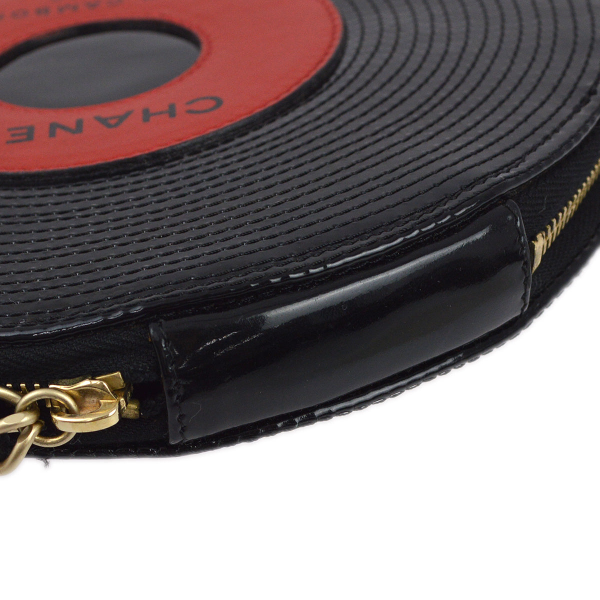CHANEL Black Patent Leather Record Clutch Bag 173209