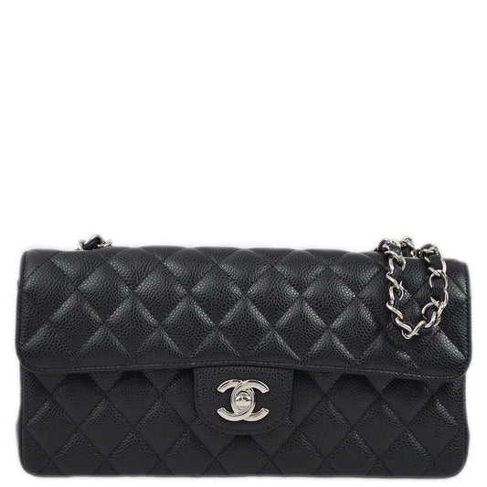 Luxury Chanel 2009-2010 Black Caviar East West Shoulder Bag