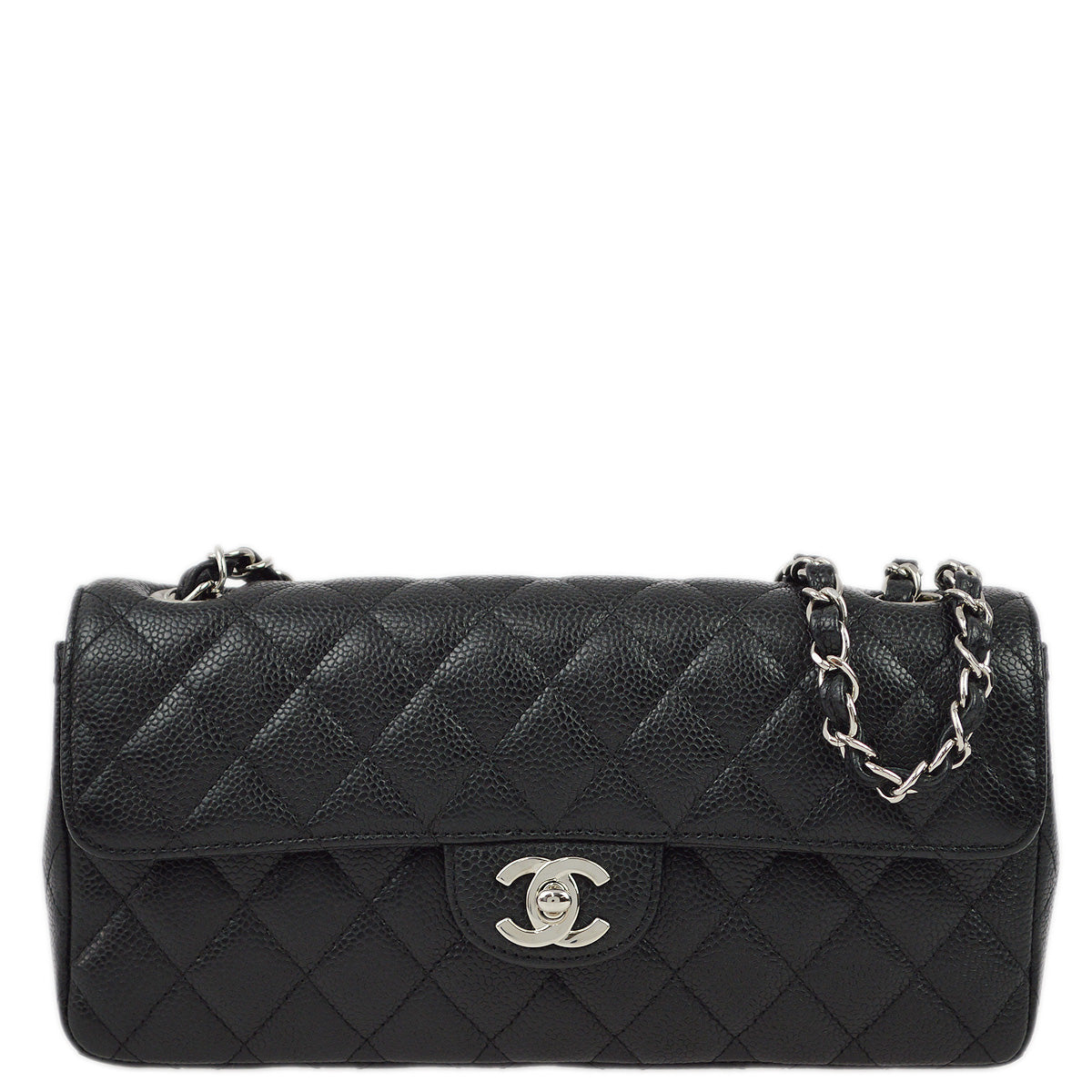 Luxury Chanel 2008-2009 Black Caviar East West Shoulder Bag