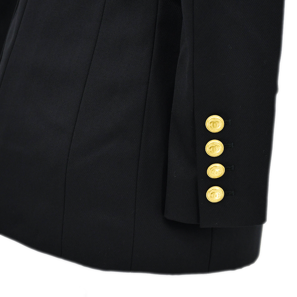 Luxury Chanel Double Breasted Jacket Black 96A #36