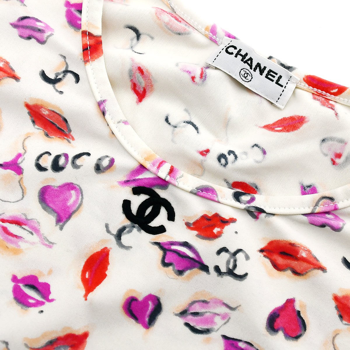 Luxury Chanel Lipstick Cropped T-shirt Ivory #42