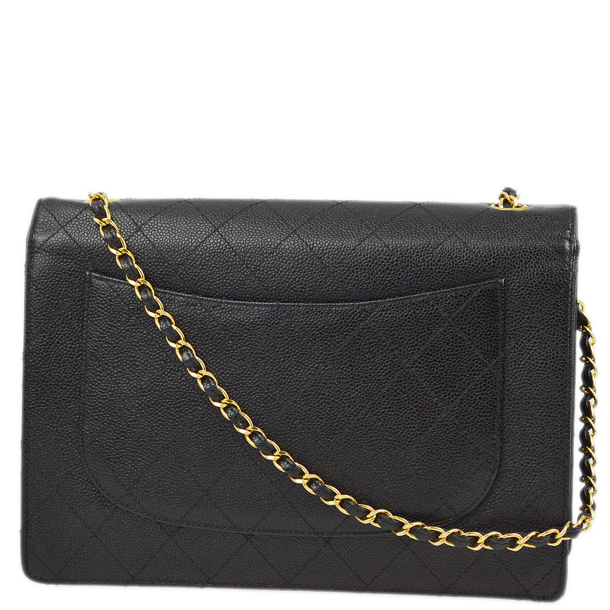 Luxury Chanel 1997-1999 Black Caviar Single Flap Shoulder Bag