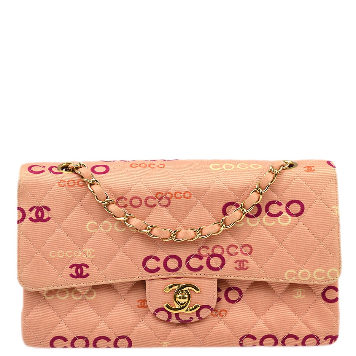 Luxury Chanel 2001-2003 Pink Coco Classic Double Flap Medium Shoulder Bag