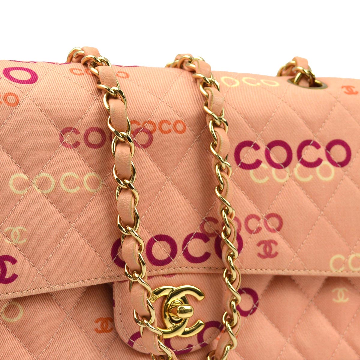 Luxury Chanel 2001-2003 Pink Coco Classic Double Flap Medium Shoulder Bag