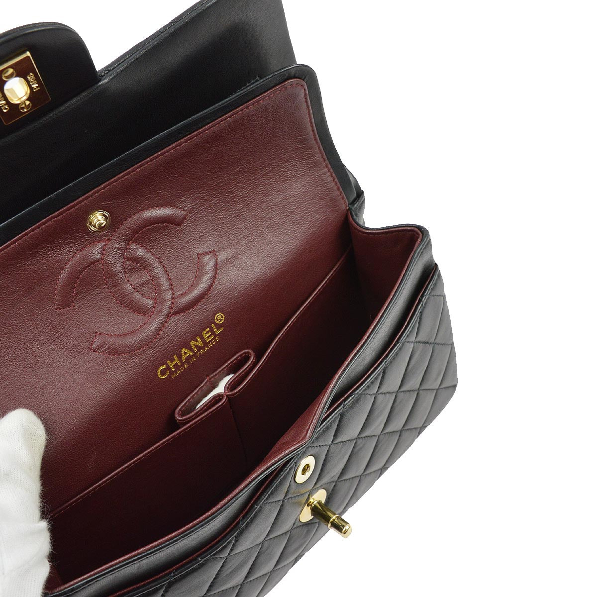 Luxury Chanel 2001-2003 Black Lambskin Small Classic Double Flap Shoulder Bag