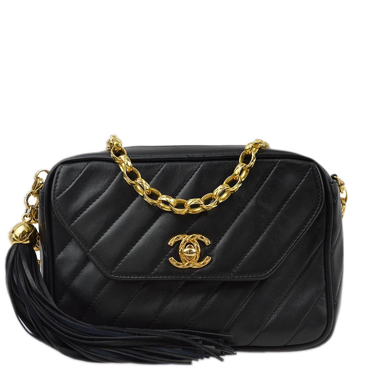 Luxury Chanel 1991-1994 Black Lambskin Camera Bag Mini
