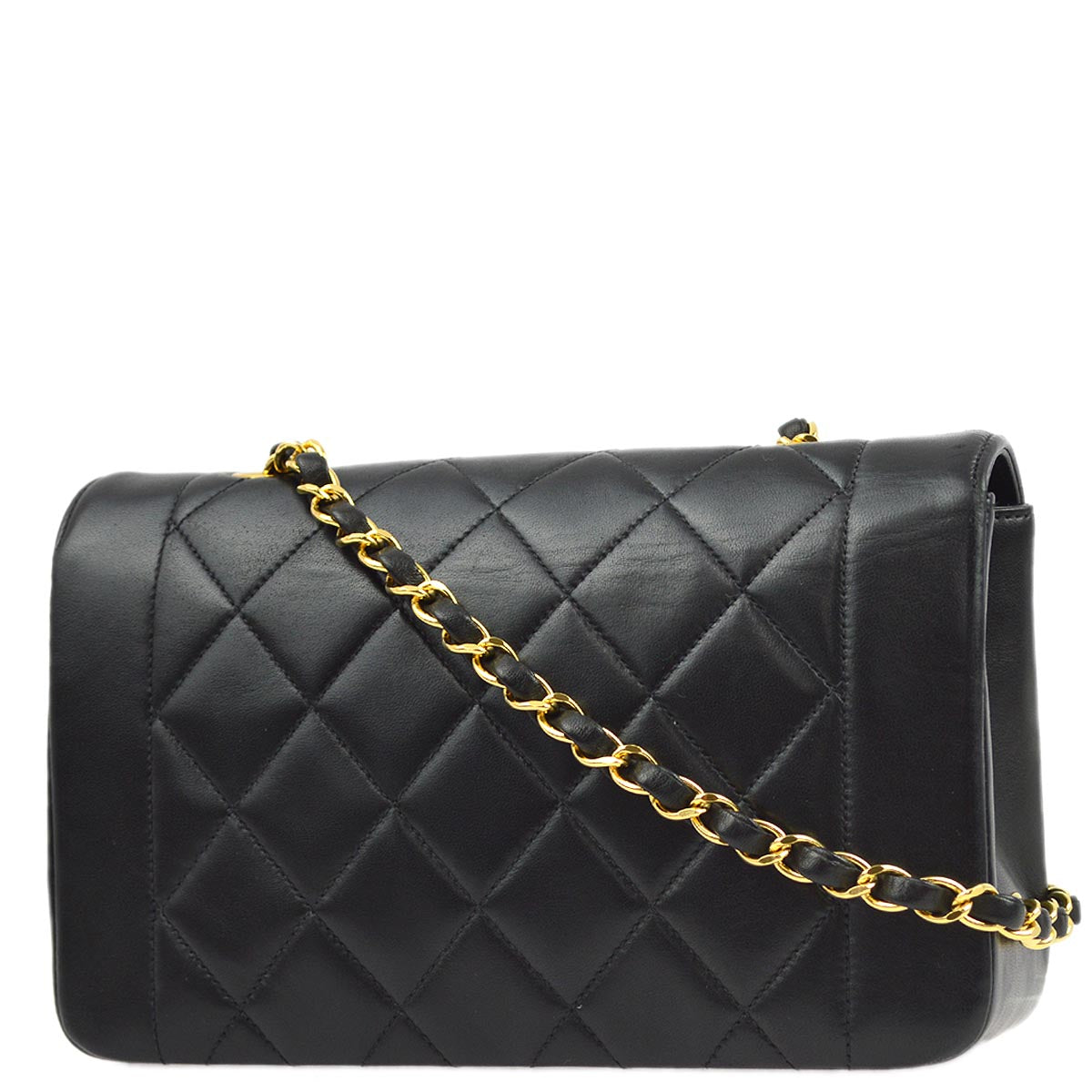 Luxury Chanel 1996-1997 Black Lambskin Small Diana Shoulder Bag