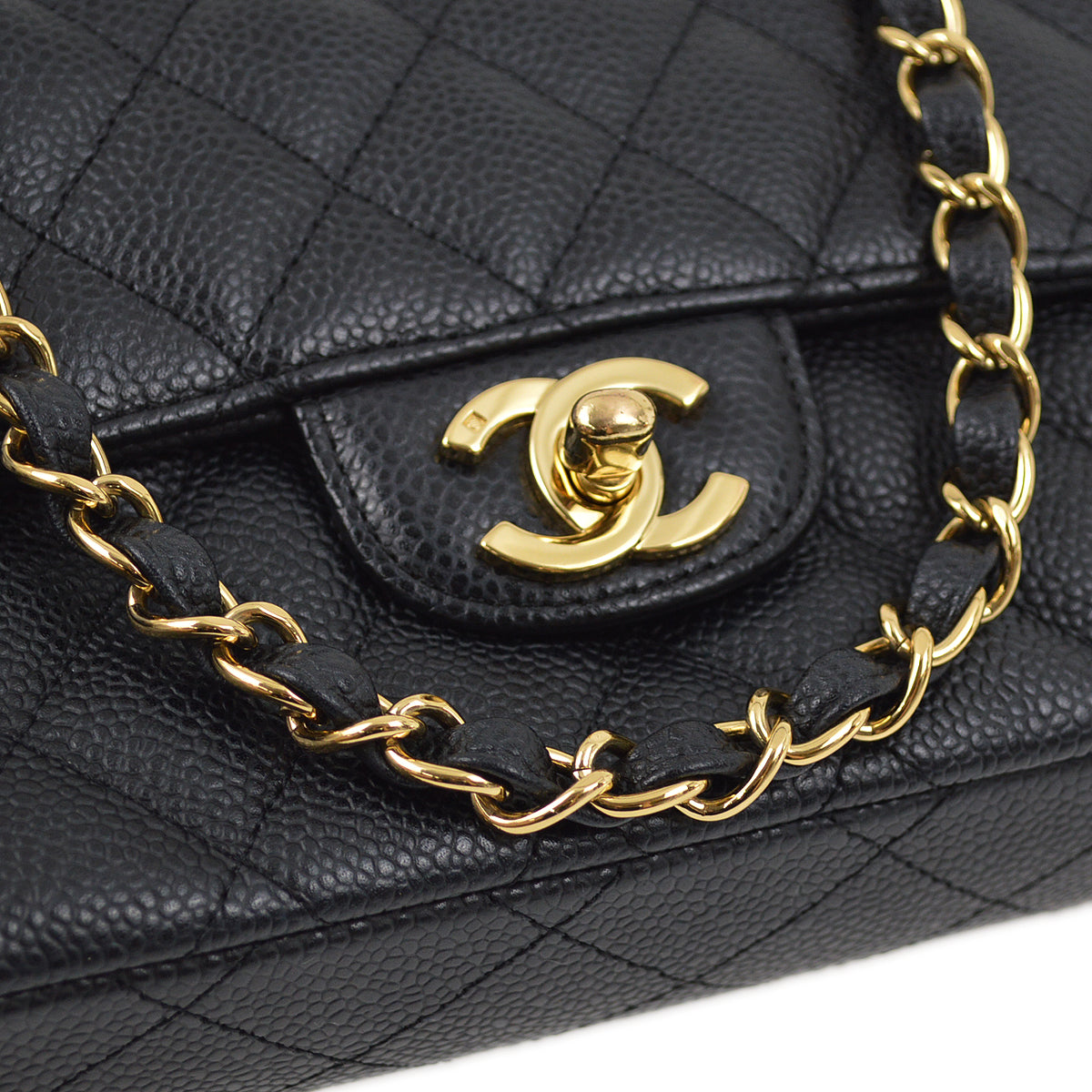 Luxury Chanel 2006-2008 Black Caviar East West Shoulder Bag