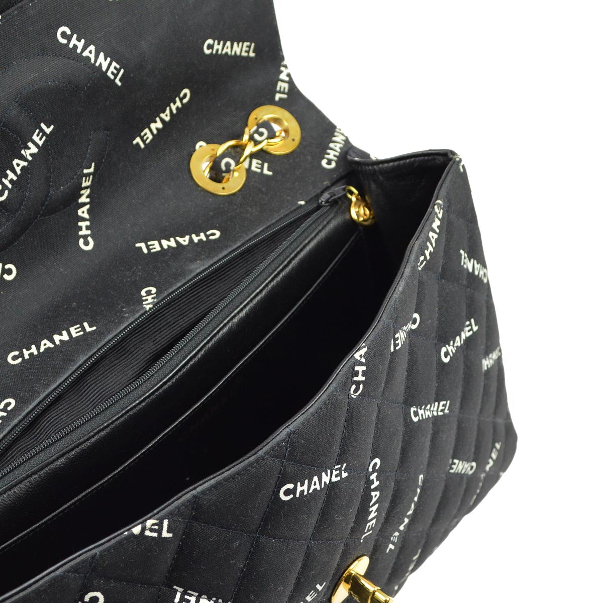 Luxury Chanel 1994-1996 Black Canvas Maxi Classic Flap Shoulder Bag
