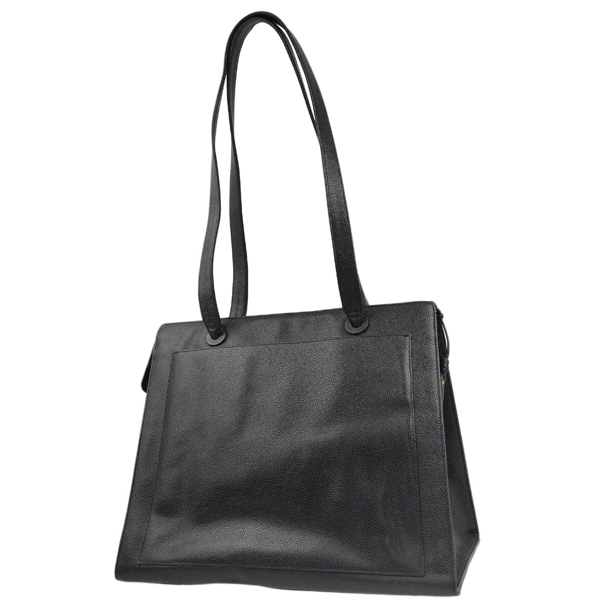 Luxury Chanel 1997-1999 Black Caviar Shoulder Tote Bag