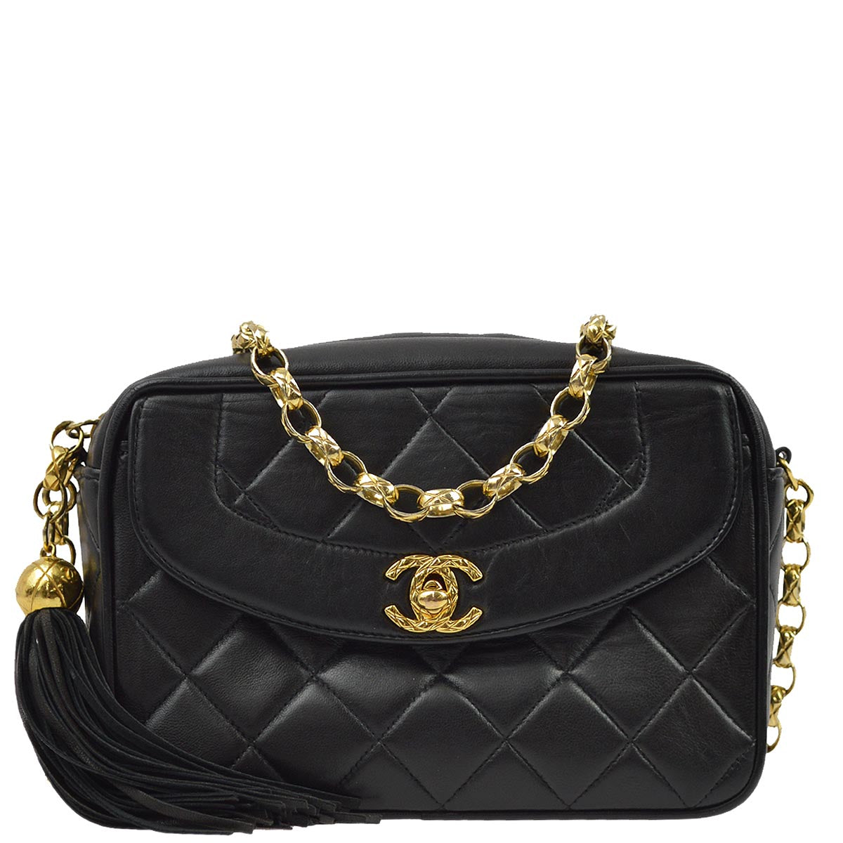 Luxury Chanel 1991-1994 Black Lambskin Camera Bag Mini