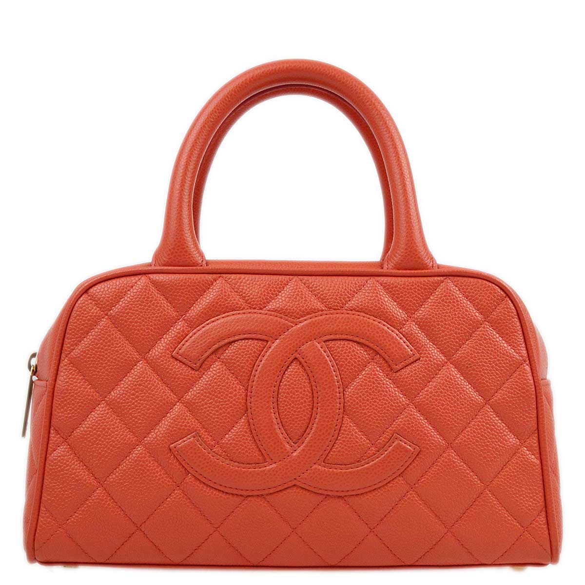 Luxury Chanel 2003-2004 Scarlet Caviar Bowling Bag 27
